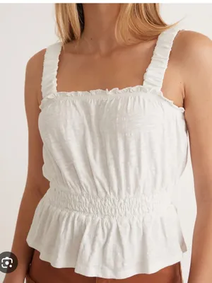 Marine Layer Dylan Smocked Cotton Tank XL thumbnail 1