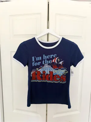 NWT Disney Parks I'm Here for the Rides Women's T-Shirt Graphic Size XS thumbnail 2
