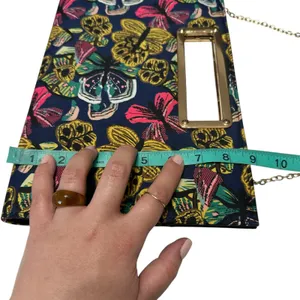 Multicolor Butterfly Rectangular Convertible Clutch Crossbody Purse Wedding Blue thumbnail 8