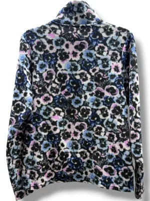 Vera Bradley Sporty Fleece Snap-Collar Pullover Plum Pansies‎ Floral XS Womens thumbnail 5