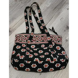 Vera Bradley Women's Pirouette‎ Large Quilted Floral Tote Shoulder Handbag Black thumbnail 2