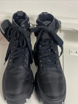 Steve Madden Black Combat Moto Boots with Lace-Up Front Size 8 thumbnail 16