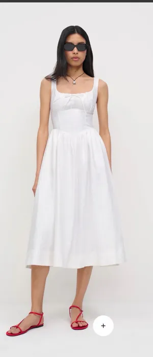 Reformation Balia Linen Dress White 4 thumbnail 1