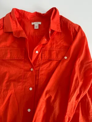 J. Crew Men’s Short-Sleeve Button-Down Shirt in Vivid Orange thumbnail 3