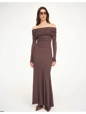 By Malene Birger Jytte Off The Shoulder Dress in Brown XSmall Womens Maxi Gown M thumbnail 15