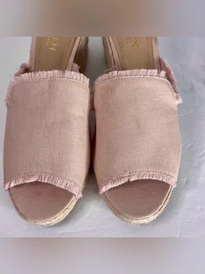 LAUREN RALPH LAUREN Wedges sz9.5 Pink Satin Fringe Espadrille Classy thumbnail 2