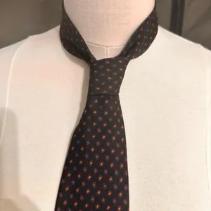 Vintage Brooks Brothers Makers England Men's Tie Silk Brown Geometric Necktie thumbnail 1