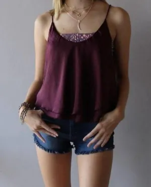 NWT Free People Intimately Turn It On Cami Vetiver Bloom S sequin Purple XS thumbnail 1