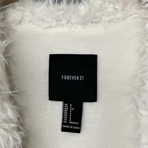 Forever 21 Teddy Jacket Size Small Creamy White Coat Faux Fur Shaggy Glam Chic thumbnail 7