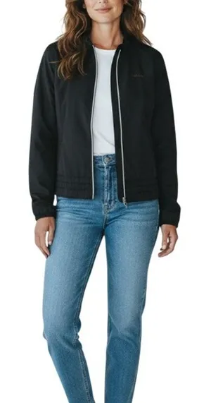 ARIAT Full Zip Packable Rain Jacket Women L Black Travel Timeles Everyday Sporty thumbnail 1
