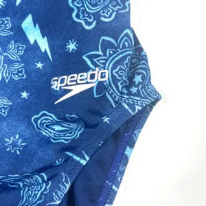 Speedo Double Crossback One Piece Blue Size 24‎ Racing Swimsuit Activewear EUC thumbnail 3