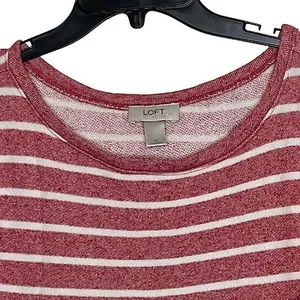 Ann Taylor Loft Womens Sweatshirt Size Medium Red With‎ White Stripes Pockets thumbnail 2