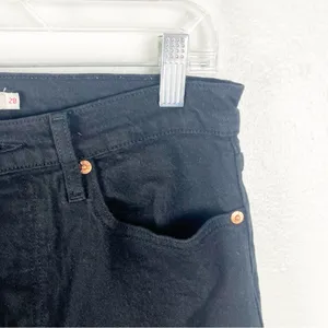 LEVI’S Black Big E Button Fly Wedgie Straight Leg Jeans Size 28 Biker Casual thumbnail 12