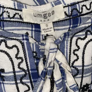 Umgee blue plaid floral embroidered dress size small thumbnail 9