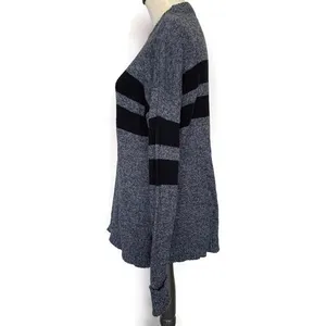 American Eagle Gray Black Striped Knit Sweater thumbnail 4