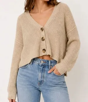 BDG Urban Outfitters Beige Cropped Button Cardigan Sweater M thumbnail 1