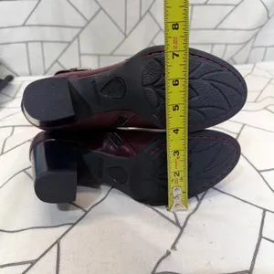 Born Leather Ankle Boots Size 9M Burgundy Buckle‎ Detail Block Heel F41847 thumbnail 10