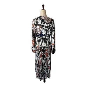 Delfi Collective‎ Dress Women Medium Black Claudine Printed Stretch Crepe Midi thumbnail 3