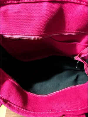 Vibrant Pink Canvas Tote Bag with Zipper Closure and Adjustable Shoulder Strap thumbnail 5