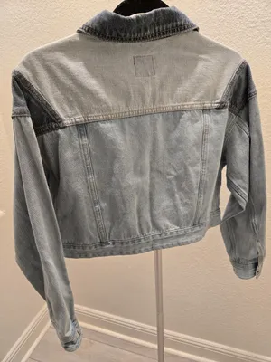 ​Wild Fable S Patchwork Denim Jacket Cropped Two-Tone Light Dark Wash Y2K thumbnail 5