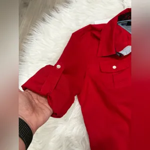 Tommy Hilfiger Red and Black Floral Shirt Size S thumbnail 4