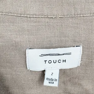 Touch Womens 100% Linen Made in USA Olive Henley Lagenlook Popover Tunic Top 2 thumbnail 4