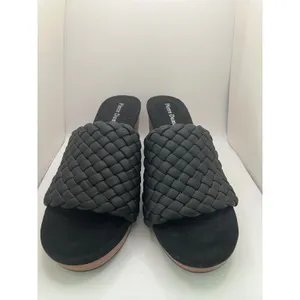 Pierre Dumas Morgen-6 Woven Chunky Heel Mules Sandal‎ Women 9 Black Boho Chic thumbnail 3