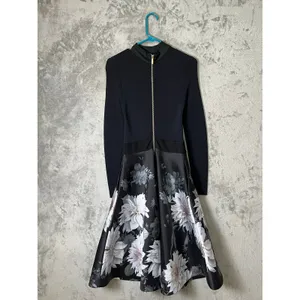 Ted Baker Jordynn Clove Floral Fit & Flare Midi Dress Mock Neck Black Size 4 New thumbnail 3