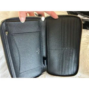 Kate Spade New York Black Gold Zip-Around & Logo Plate Kaden Wallet thumbnail 4