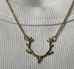 Goldtone Dainty Deer With Full Rack Fashion Necklace Women thumbnail 1