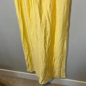 Vero Moda Josie SL Ankle Frill Dress Yellow Ruffle Cutout Maxi Pale Banana L NWT thumbnail 3