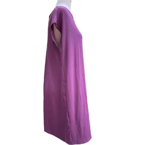 Eileen Fisher Twist Back Bateau Neck Purple Jersey Tunic Shift Midi Dress Sz M thumbnail 5