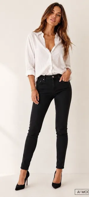 7 For All Mankind Gwenevere Skinny Jeans Women's Size 28 Black Stretch Designer thumbnail 1