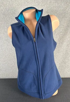 Old Navy Large Vest Sleeveless Fleece Blue Womens 2009 Full Zip Top Mock‎ Neck thumbnail 1