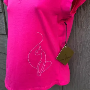 Y2K baby phat hot pink top bedazzled cat women’s size small thumbnail 2