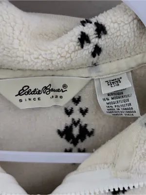 Eddie Bauer 90s Vintage Fleece Pullover Sweater Jacket Snowflake Fair Isle Large thumbnail 3