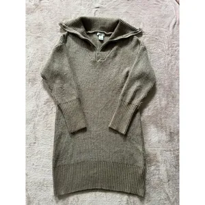 Cupcakes & Cashmere Notch Collar Sweater Dress Tan Zip‎ Shawl Size Large thumbnail 3