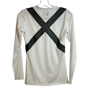 VIRUS Athletic Long-Sleeve X- Form Compression Top Womens Size Large White Black thumbnail 2