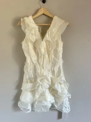 Commence Ruffled Silk Dress Without Belt Chiffon Layered Look Small NW thumbnail 4