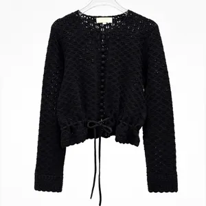 Sezane MARTIE CARDIGAN in Black, M thumbnail 3