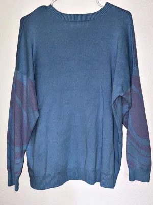 Hollister Textured Knit Crew Neck Sweater Blue & Purple Medium thumbnail 3