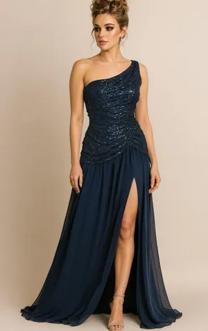 NWT - Hello Molly Navy Blue Sequined Gown - Size M thumbnail 1
