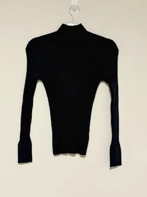 Loft Ribbed Mock Neck turtleneck Women's Top navy blue size small‎ thumbnail 2