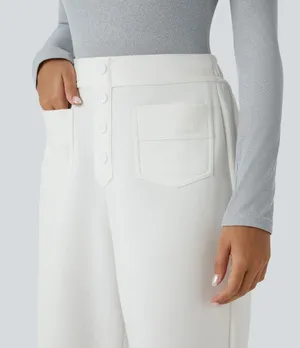 SKIMS HALARA High Waisted Button Multiple Pockets Straight Leg Casual Pants thumbnail 2