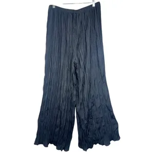 NWT Naked Wardrobe Black Crinkled Pleated Wide Leg Pants Womens Size L Large NEW thumbnail 2