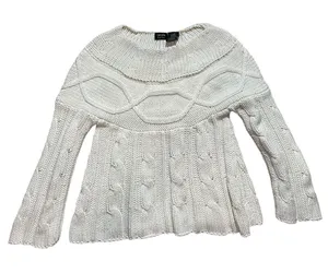 Nicole Miller Ivory Chunky Knit Sweater Cozy Y2K Winter Vibes ❄️cozy girl‎ Sz XS thumbnail 1