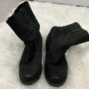 Aldo Size 9 Black Lambs Fur Lined Heeled Biker Moto Boots thumbnail 4