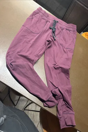 Women’s Burgundy Jogger Pants - Casual Drawstring Sweatpants thumbnail 1