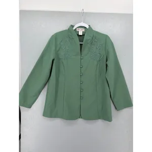 Alfred Dunner Adrian Delafield Womens Pant Set Sage Green Embroidered 2 Piece M thumbnail 9