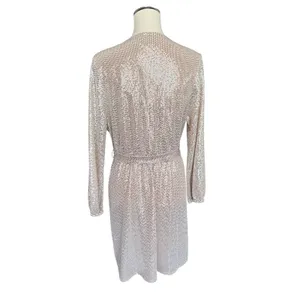 JM Studio‎ by John Meyer Metallic Sequin Wrap Dress Gold Size 14 Long Sleeve thumbnail 2